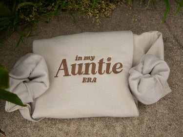 In my auntie era Embroidered crewneck Sweatshirt, auntie gift, auntie sweatshirt, Best Aunt Tshirt, custom auntie sweatshirt, New aunt